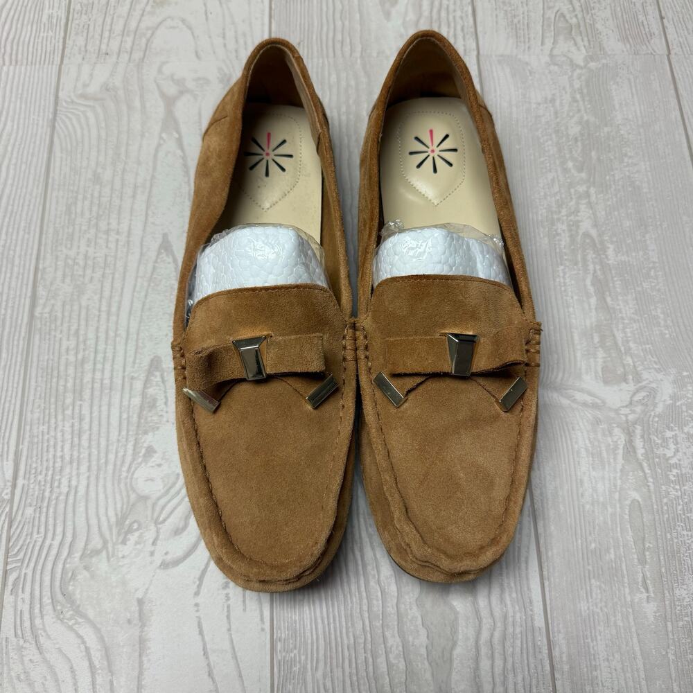 Isaac Mizrahi Live! Women's Brown Suede Bow Loafers Slip-On Size 9.5M
